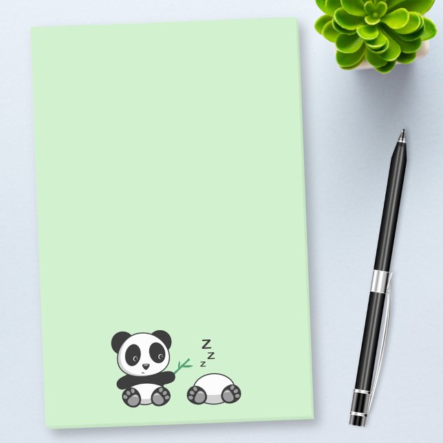 Niedlich Little Pandas auf Green Post-it Klebezettel (Von Creator hochgeladen)