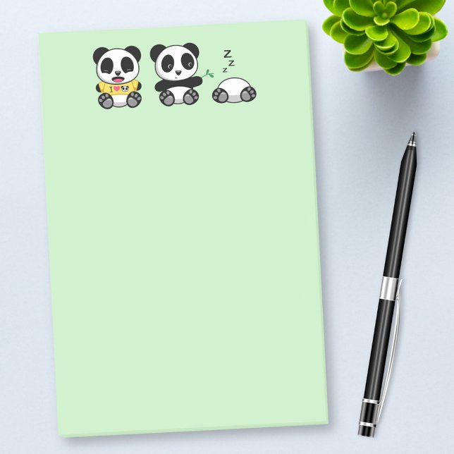 Niedlich Little Pandas auf Green Post-it Klebezettel (Von Creator hochgeladen)