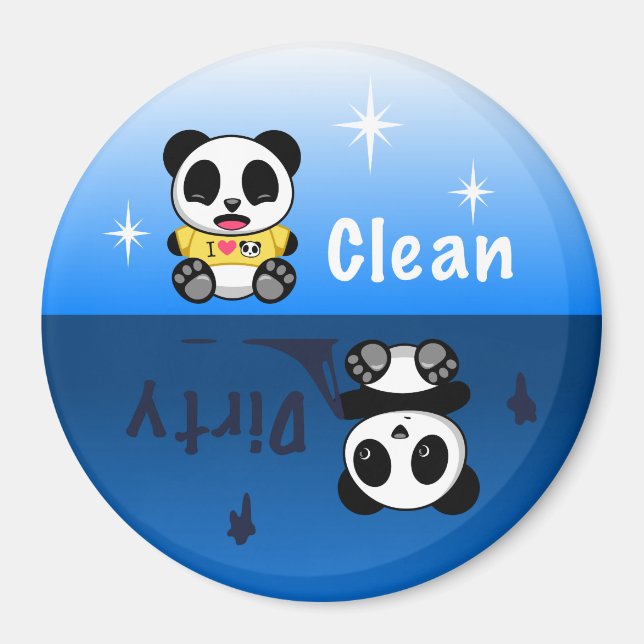 Niedlich Little Pandas Clean Dirty Magnet (Vorne)