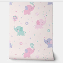 Niedlich Little Pastel Elephants Pink Lila Pfeffer