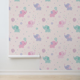 Niedlich Little Pastel Elephants Pink Lila Pfeffer Tapete