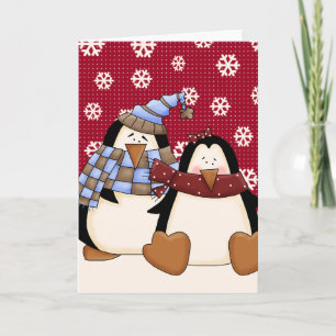 Niedlich Little Penguin Couple Feiertagskarte