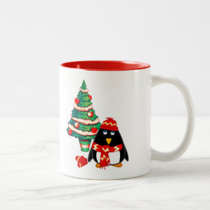 Niedlich Little Pinguin   Individuelle Name Weihna Zweifarbige Tasse