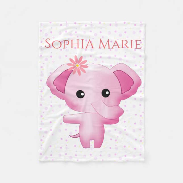 Niedlich Little Pink Baby Elephant Fleecedecke (Vorderseite)