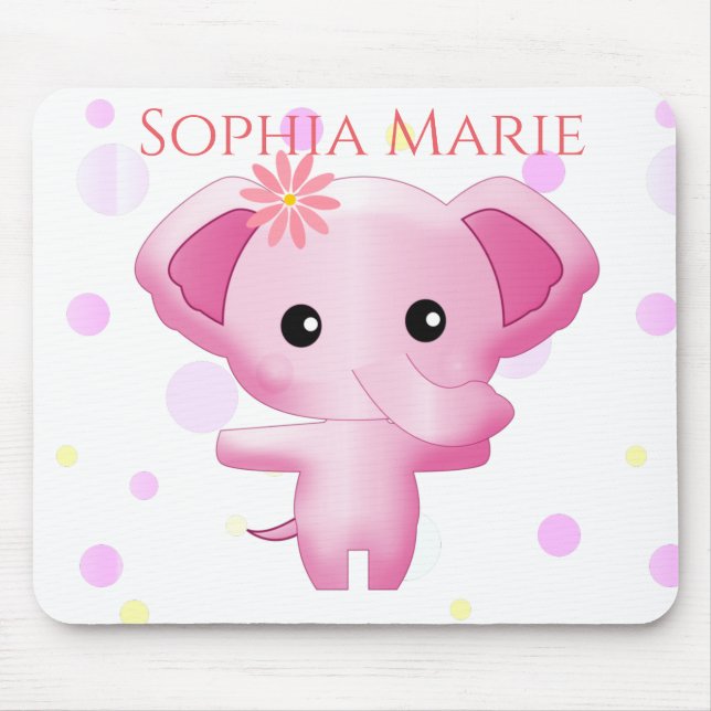Niedlich Little Pink Baby Elephant Mousepad (Vorne)