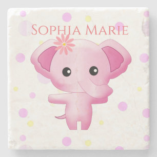 Niedlich Little Pink Baby Elephant Steinuntersetzer