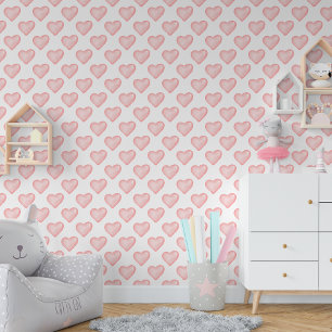 Niedlich Little Pink Hearts Baby Girl Kinderzimmer Tapete
