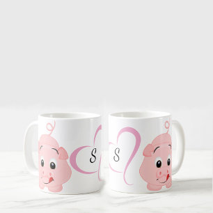 Niedlich Little Pink Piggy Mit Monogramm Tasse
