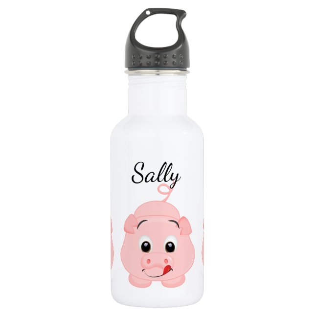 Niedlich Little Pink Piggy Personalisiert Edelstahlflasche (Vorderseite)