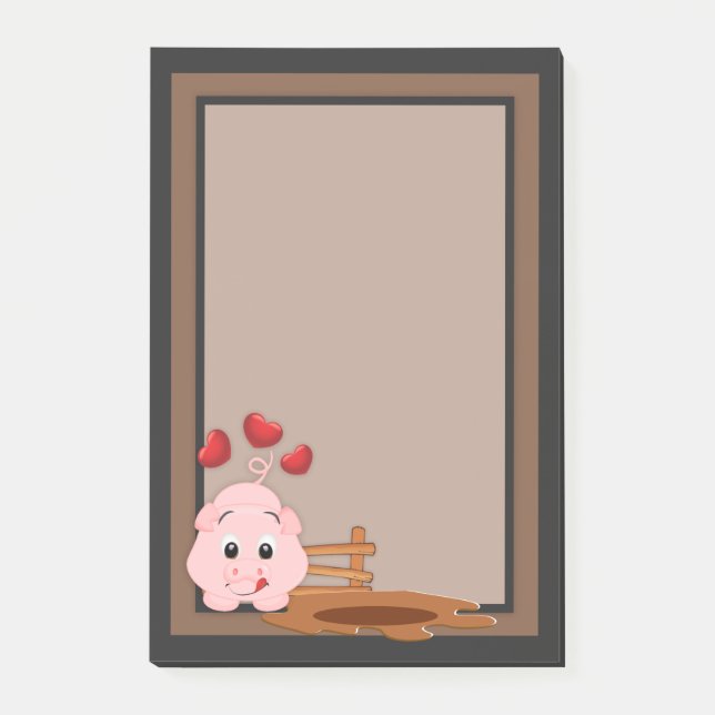 Niedlich Little Pink Piggy Post-it Klebezettel (Vorderseite)