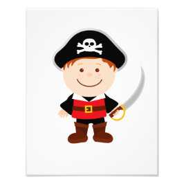 Niedlich Little Pirate Boy Cartoon Illustration Fotodruck
