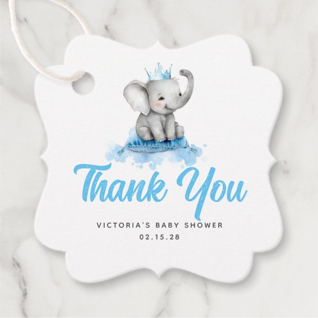 Niedlich Little Prince Elephant Blue Vielen Dank Geschenkanhänger (Vorderseite)