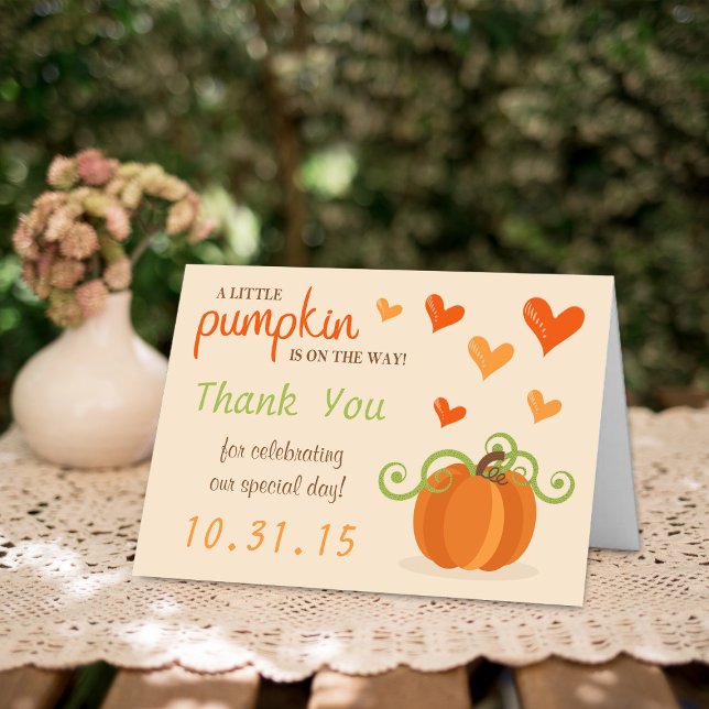 Niedlich Little Pumpkin Baby Dusche Danke Karten (Von Creator hochgeladen)