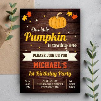 Niedlich Little Pumpkin Erste Geburtstagsparty Einladung