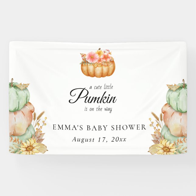 Niedlich Little Pumpkin Fall Baby Dusche Banner (Horizontal)