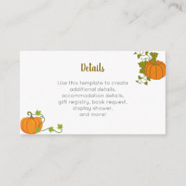 Niedlich Little Pumpkin Fall Baby Dusche Begleitkarte