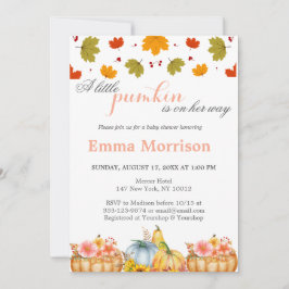 Niedlich Little Pumpkin Fall Baby Dusche Einladung