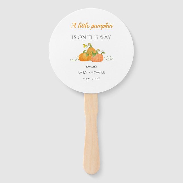 Niedlich Little Pumpkin Fall Baby Dusche Fächer (Vorderseite)
