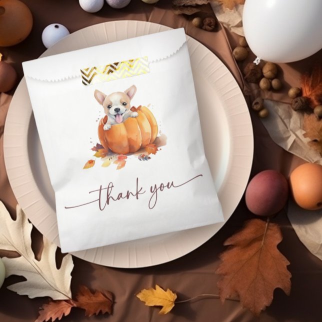 Niedlich Little Pumpkin Puppy Danke Kinderdusche Geschenktütchen (Cute Little Pumpkin Puppy Fall in Love Baby Shower Favor bag)