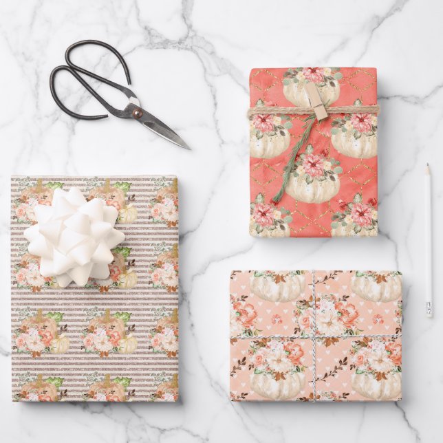 Niedlich Little Pumpkins Geburtstag Baby Duschgesc Geschenkpapier Set (Vorderseite)