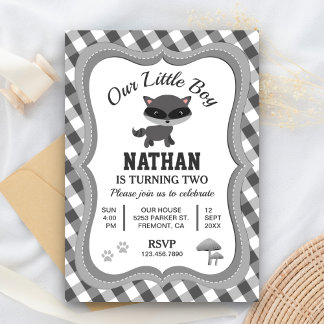 Niedlich Little Raccoon Kindergeburtstag Party Ein Einladung