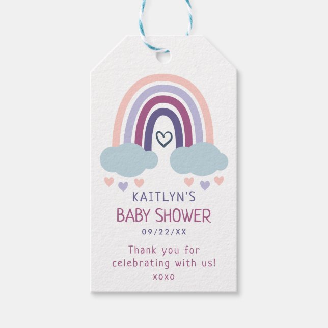 Niedlich Little Rainbow Baby Dusche Vielen Dank Geschenkanhänger (Vorderseite)
