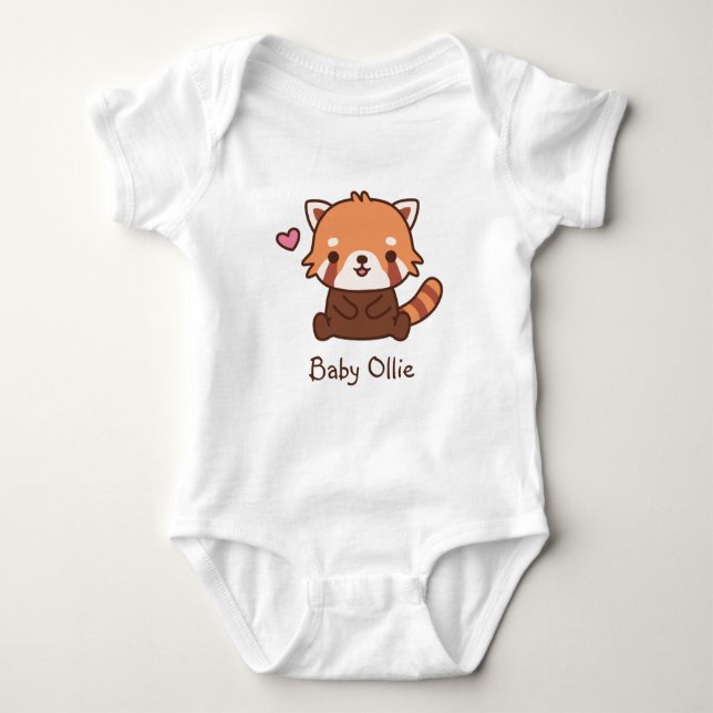 Niedlich Little Red Panda Personalisiert Baby Strampler (Vorderseite)