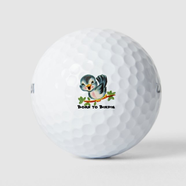 Niedlich Little Retro Bird Birdie Personalisiert Golfball (Vorderseite)