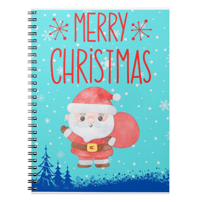 Niedlich Little Santa Blue Notebook Notizblock (Vorderseite)