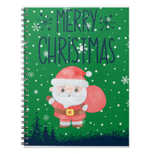 Niedlich Little Santa Green Notebook Notizblock