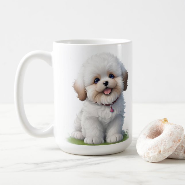 Niedlich Little Shih Tzu Puppy Dog Lover Kaffeetasse (Mit Donut)
