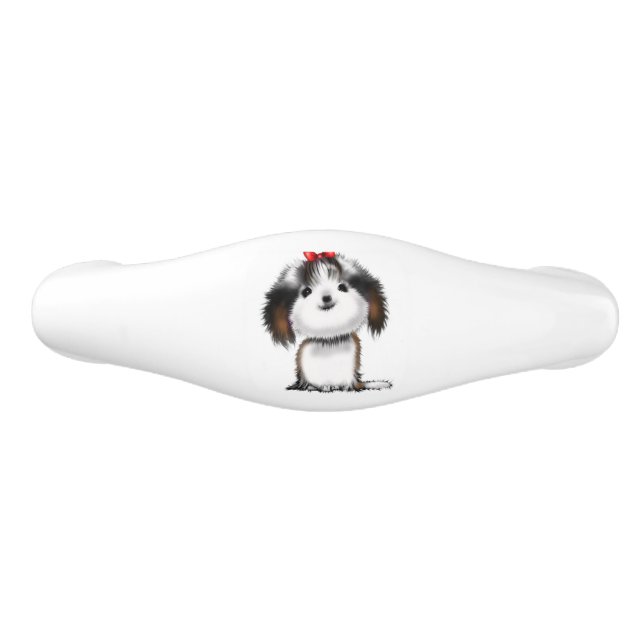 Niedlich Little Shih Tzu Welppy Illustration Keramik Schubladengriff (Vorderseite)