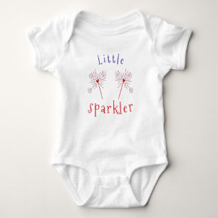 Niedlich Little Sparkler Heart Red White Blue Baby Strampler