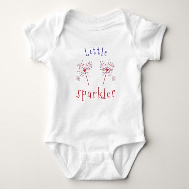 Niedlich Little Sparkler Heart Red White Blue Baby Strampler (Vorderseite)