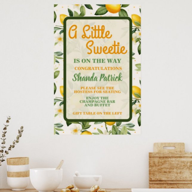Niedlich Little Sweetie Lemon Theme Baby Dusche Poster (Von Creator hochgeladen)