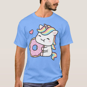 Niedlich Little Unicorn Lieben Doughnut T-Shirt