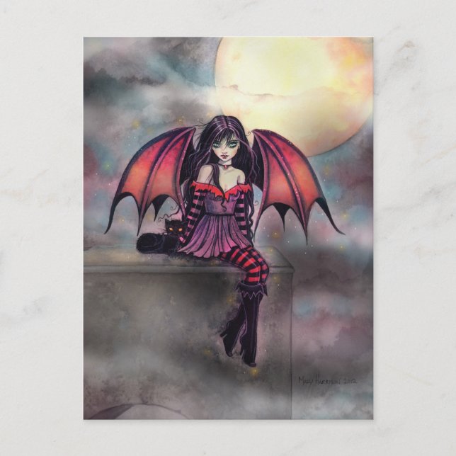 Niedlich Little Vampire Fairy Art Postcard Postkarte (Vorderseite)