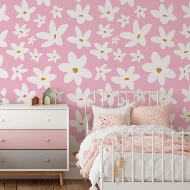 Niedlich Little White Blume Floral Tapete (In situ - kids room)