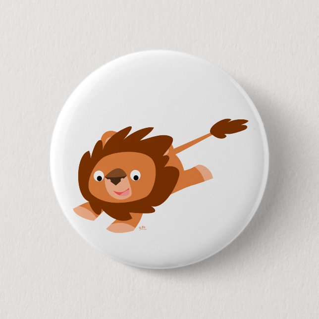 Niedlich Living Cartoon Lion Button (Vorderseite)