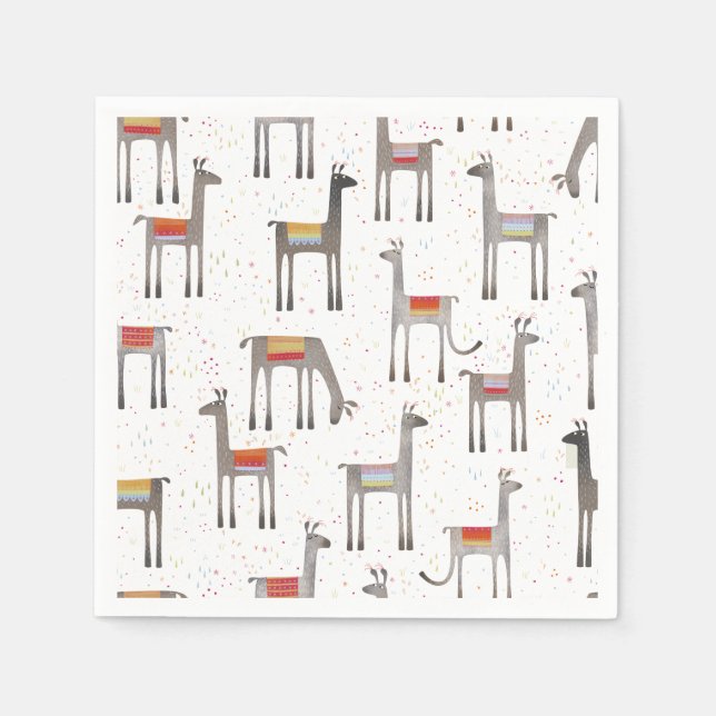 Niedlich Llama Alpaca Serviette (Vorderseite)