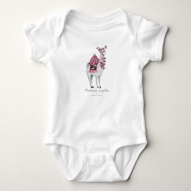 Niedlich Llama Animal | Baby Girl | Bodysuit Baby Strampler (Vorderseite)