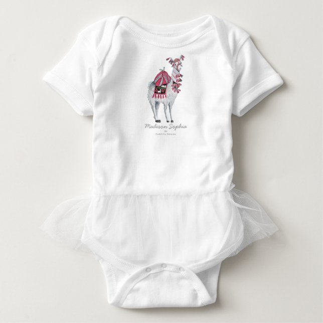 Niedlich Llama Animal | Baby Girl | Bodysuit Strampler (Vorderseite)