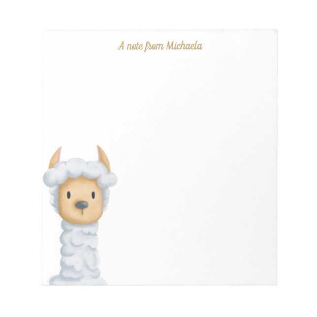Niedlich Llama Cartoon Kids Notizblock (Vorderseite)