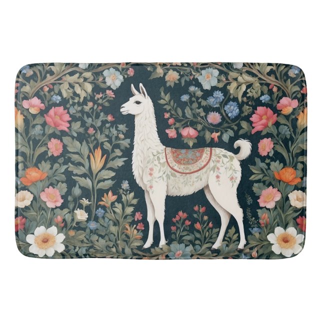 Niedlich Llama Elegant Floral Badematte (Vorderseite)