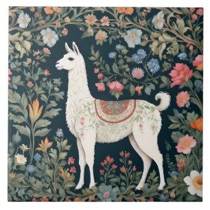 Niedlich Llama Elegant Floral Fliese