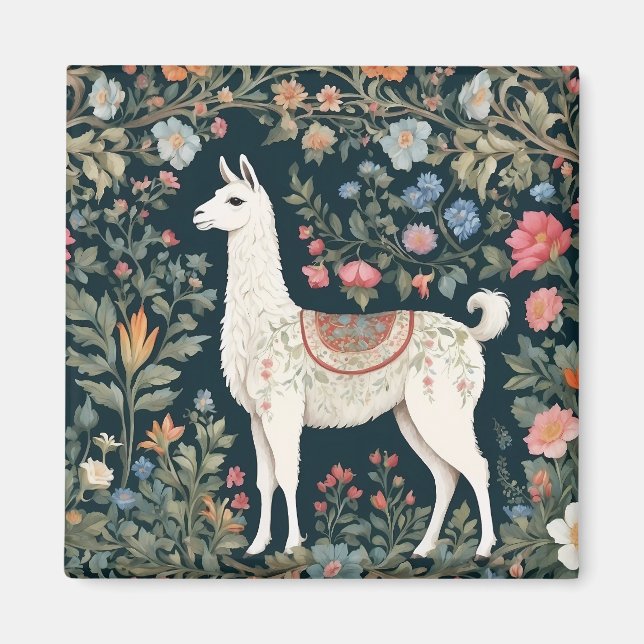 Niedlich Llama Elegant Floral Magnet (Vorne)