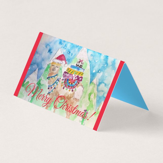 Niedlich Llama Frohe Weihnachts-Red-Card-Set (Vorderseite)