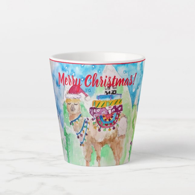 Niedlich Llama Frohe Weihnachtskunst Girls Latte T Milchtasse (Vorderseite)