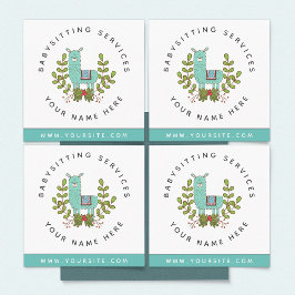 Niedlich Llama Greenery Daycare Kinderbetreuung Ba Quadratische Visitenkarte