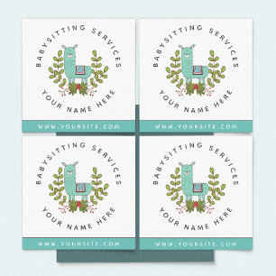 Niedlich Llama Greenery Daycare Kinderbetreuung Ba Quadratische Visitenkarte